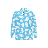 Cute white sea lion seals pattern Men's Long Sleeve Polo Shirt