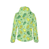 Avocado pattern green background Women's Padded Hooded Jacket