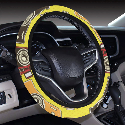 Camera Pattern Print Design 02 Car Steering Wheel Cover