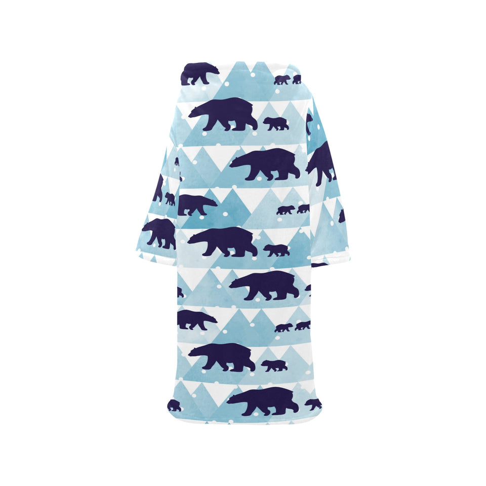 polar bear winter snow pattern Blanket Robe with Sleeves