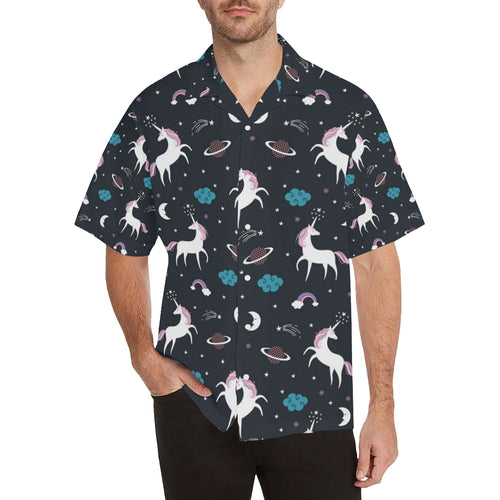 unicorn rainbows moon clound star pattern Men's All Over Print Hawaiian Shirt