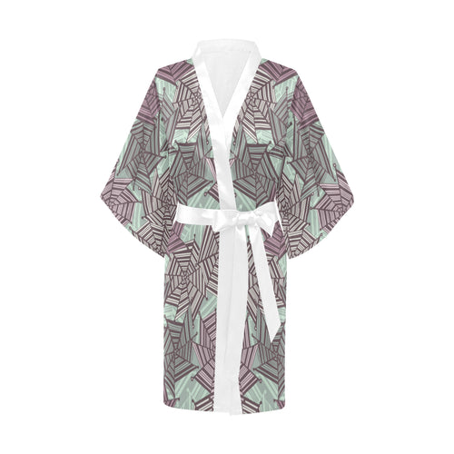 Spider web cobweb design color pattern Women's Short Kimono Robe