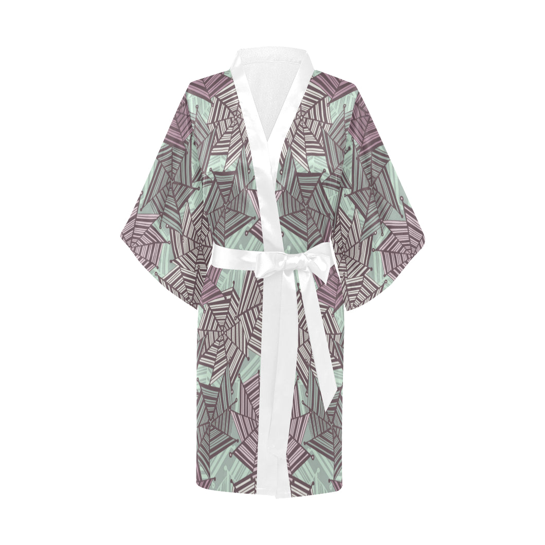 Spider web cobweb design color pattern Women's Short Kimono Robe