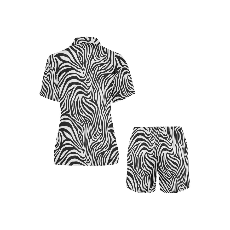 Zebra skin pattern Women's V-Neck Short Pajama Set