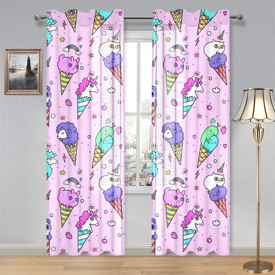 Cute ice cream cone animal pattern Gauze Curtain
