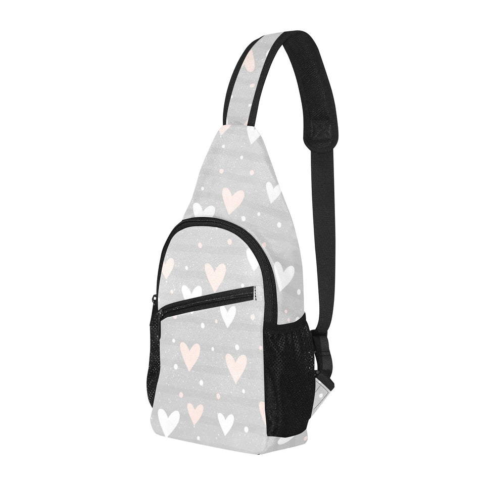 Heart pattern gray background All Over Print Chest Bag