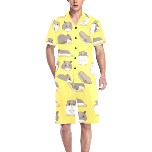 Cute Hamster pattern Men's V-Neck Short Pajama Set
