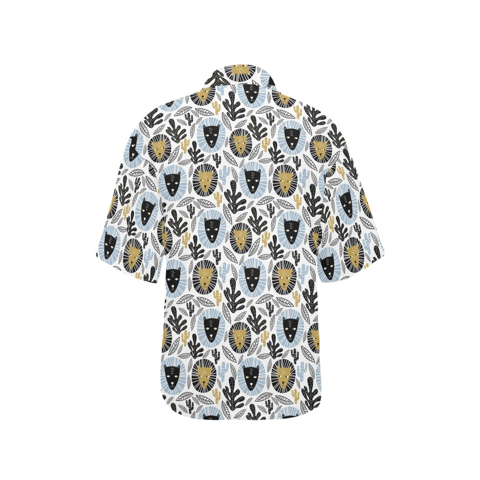 Lion Pattern Print Design 05 Women's All Over Print Hawaiian Shirt