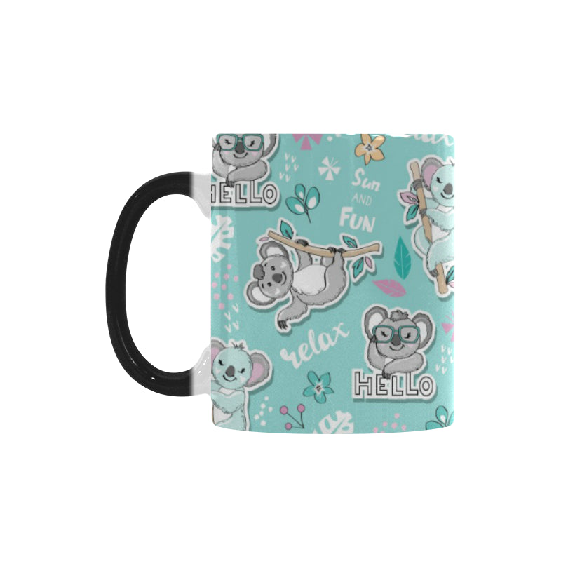 Cute koalas blue background pattern Morphing Mug Heat Changing Mug