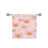 Cute fox pattern pink background Bath Towel