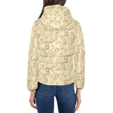 hand drawn peanuts pattern Women's Padded Hooded Jacket