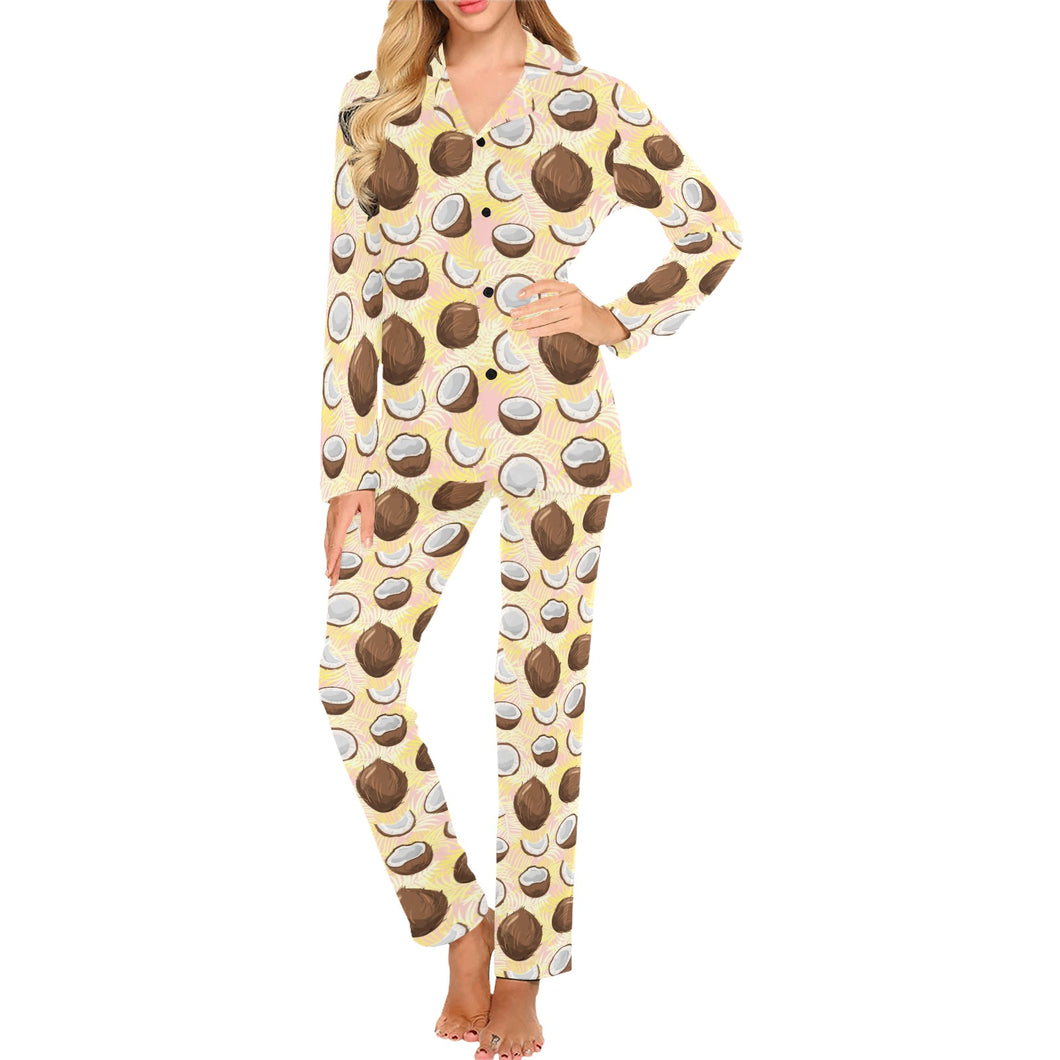 Coconut Pattern Print Design 05 Women's Long Pajama Set