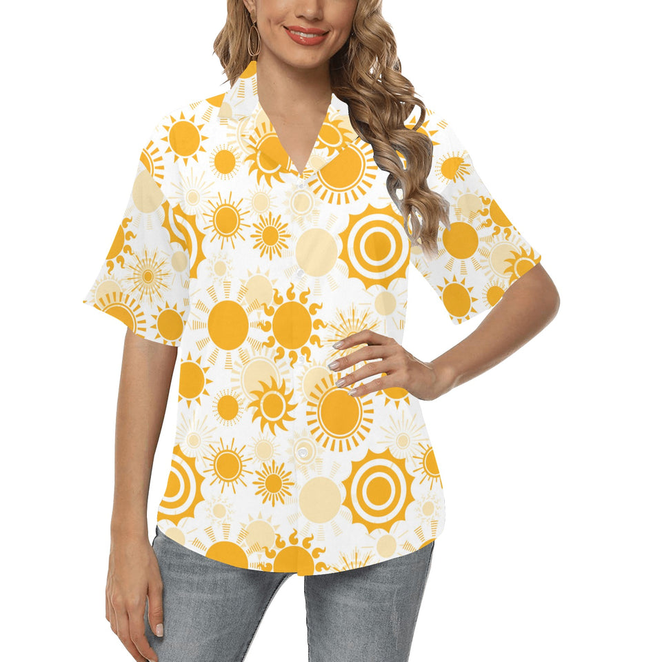 Sun design pattern Women's All Over Print Hawaiian Shirt