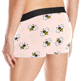 Cute bee flower pattern pink background Men's All Over Print Boxer Briefs Men's Underwear