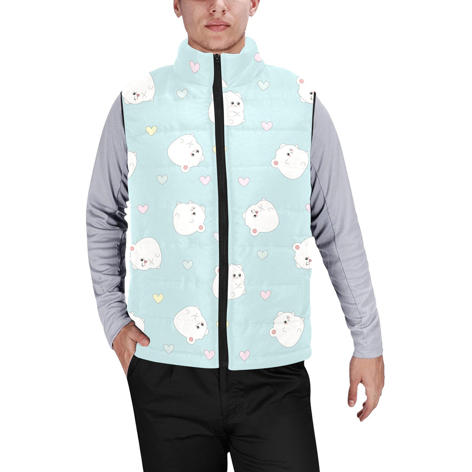White cute hamsters heart pattern Men's Padded Vest