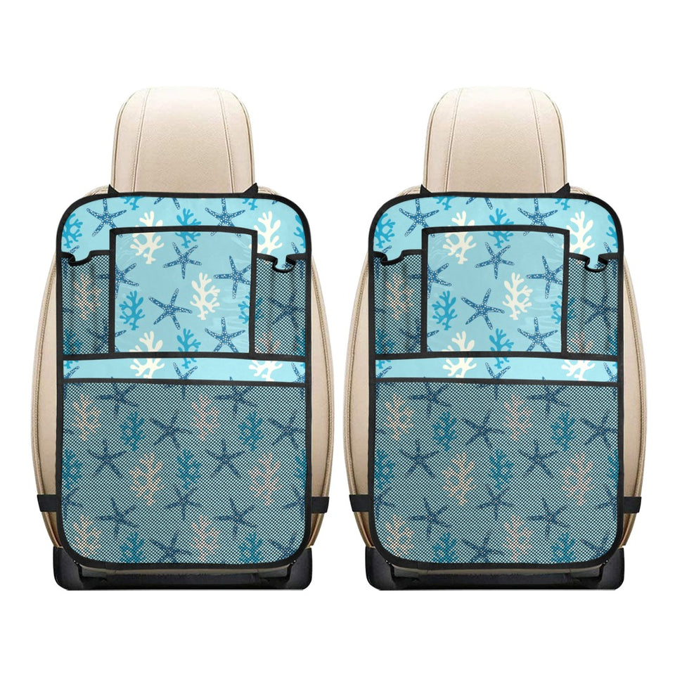 Blue starfish coral reef pattern Car Seat Back Organizer