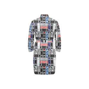 Skate Board Pattern Print Design 04 Men's Long Sleeve Belted Night Robe
