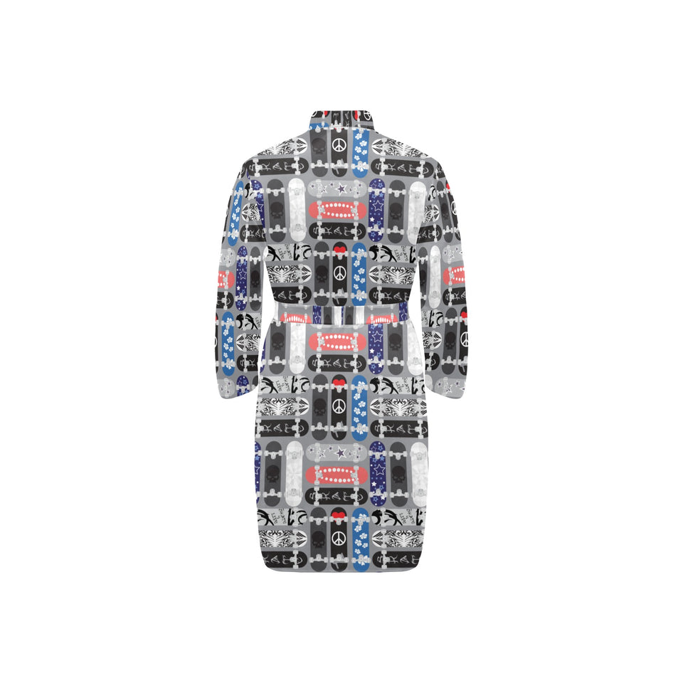 Skate Board Pattern Print Design 04 Men's Long Sleeve Belted Night Robe