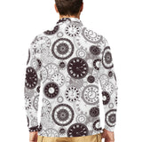 Classic vintage clock pattern Men's Long Sleeve Polo Shirt
