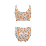 Squirrel Pattern Print Design 05 Chest Bowknot High Waisted Bikini Swimsuit