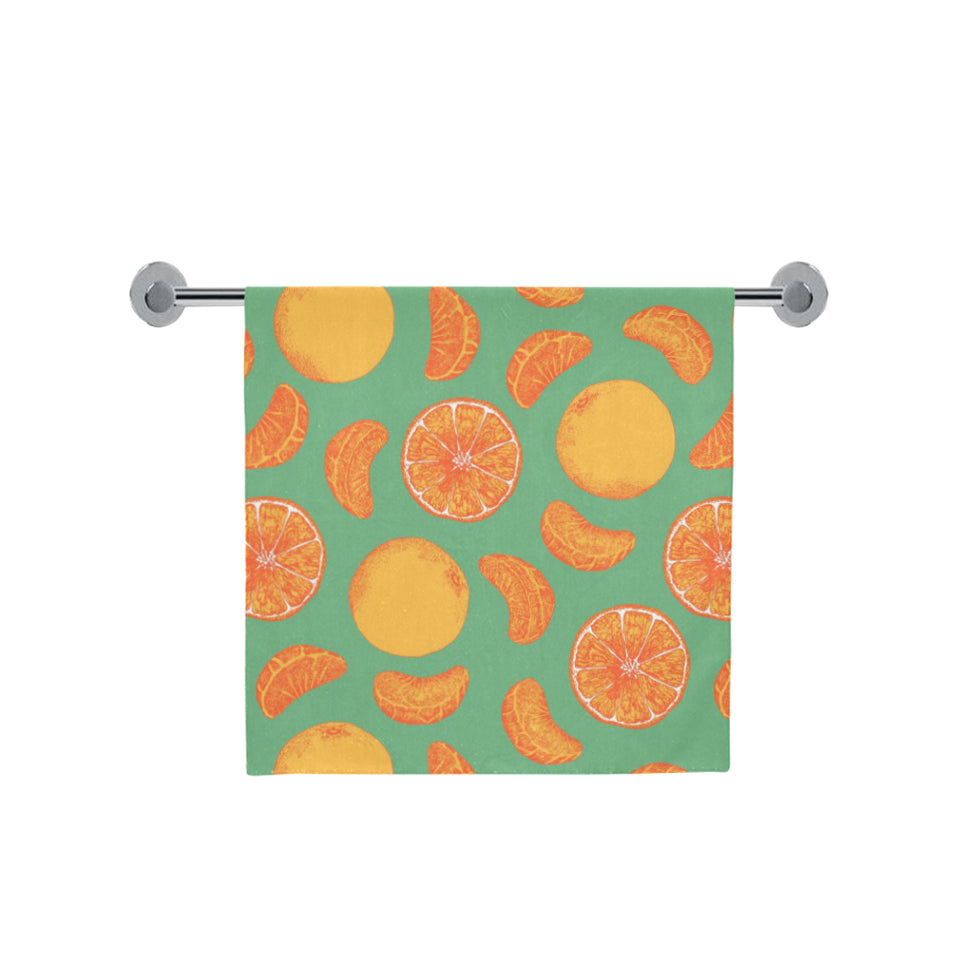 orange fruit pattern green background Bath Towel