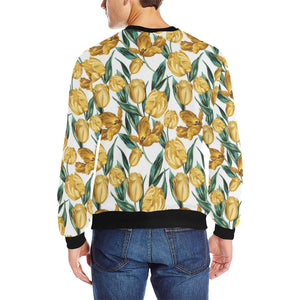 yellow tulips pattern Men's Crew Neck Sweatshirt