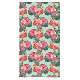 Beautiful flamingo tropical palm leaves hibiscus p Bath Towel