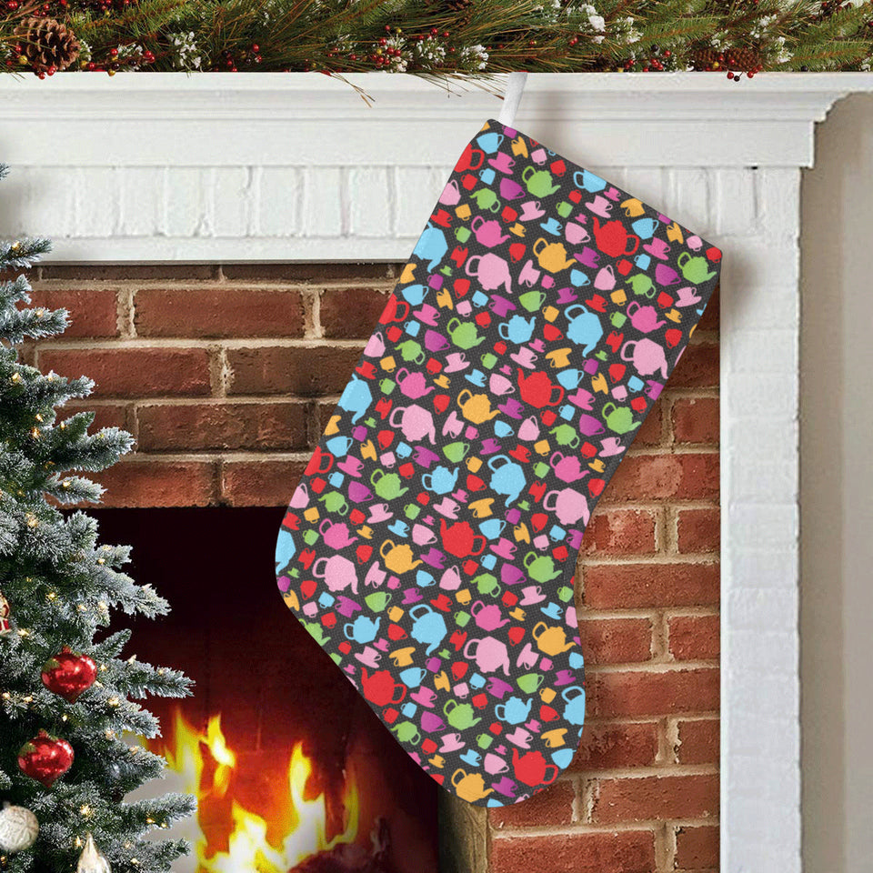 Tea pots Pattern Print Design 01 Christmas Stocking