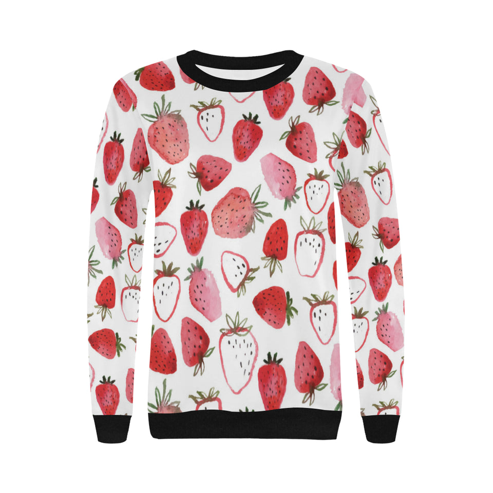 watercolor hand drawn beautiful strawberry pattern Women's Crew Neck Sweatshirt