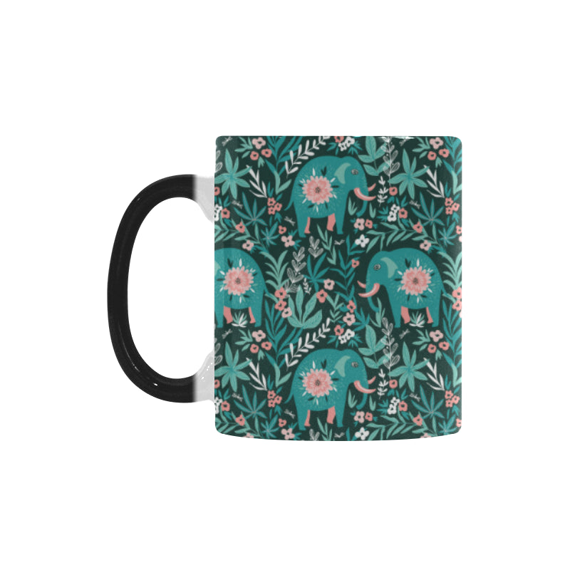 Elephants jungle pattern Morphing Mug Heat Changing Mug