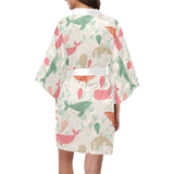 Cute whale pattern Women's Short Kimono Robe
