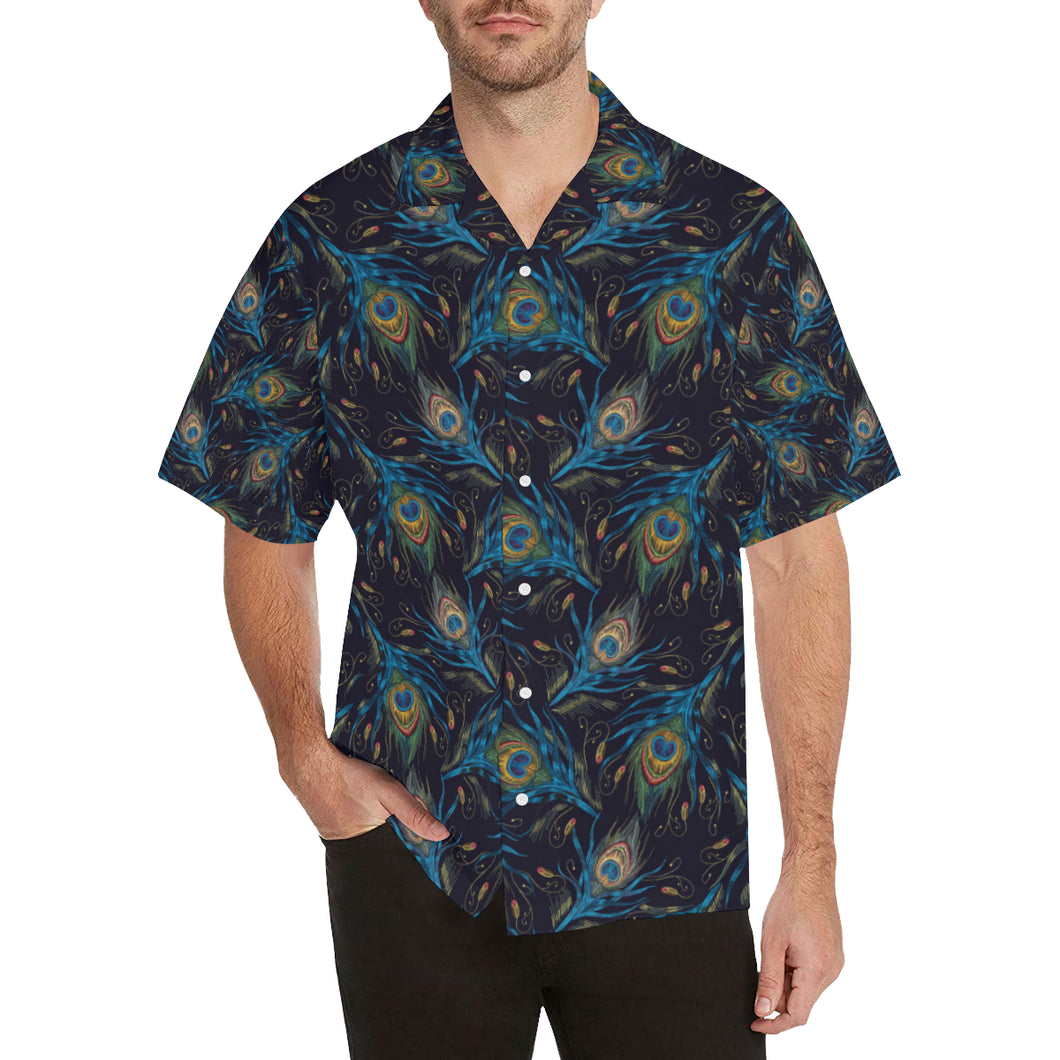 Beautiful peacock feather pattern Men's All Over Print Hawaiian Shirt