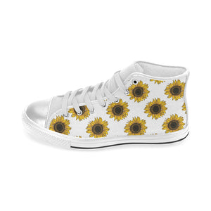 sunflowers design pattern Women's High Top Canvas Shoes White