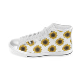 sunflowers design pattern Women's High Top Canvas Shoes White