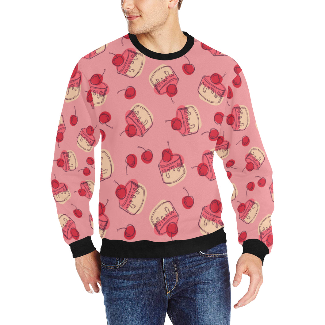 Cake cherry pattern Men's Crew Neck Sweatshirt