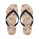 Cute rooster chicken cock floral ornament backgrou Unisex Flip Flops