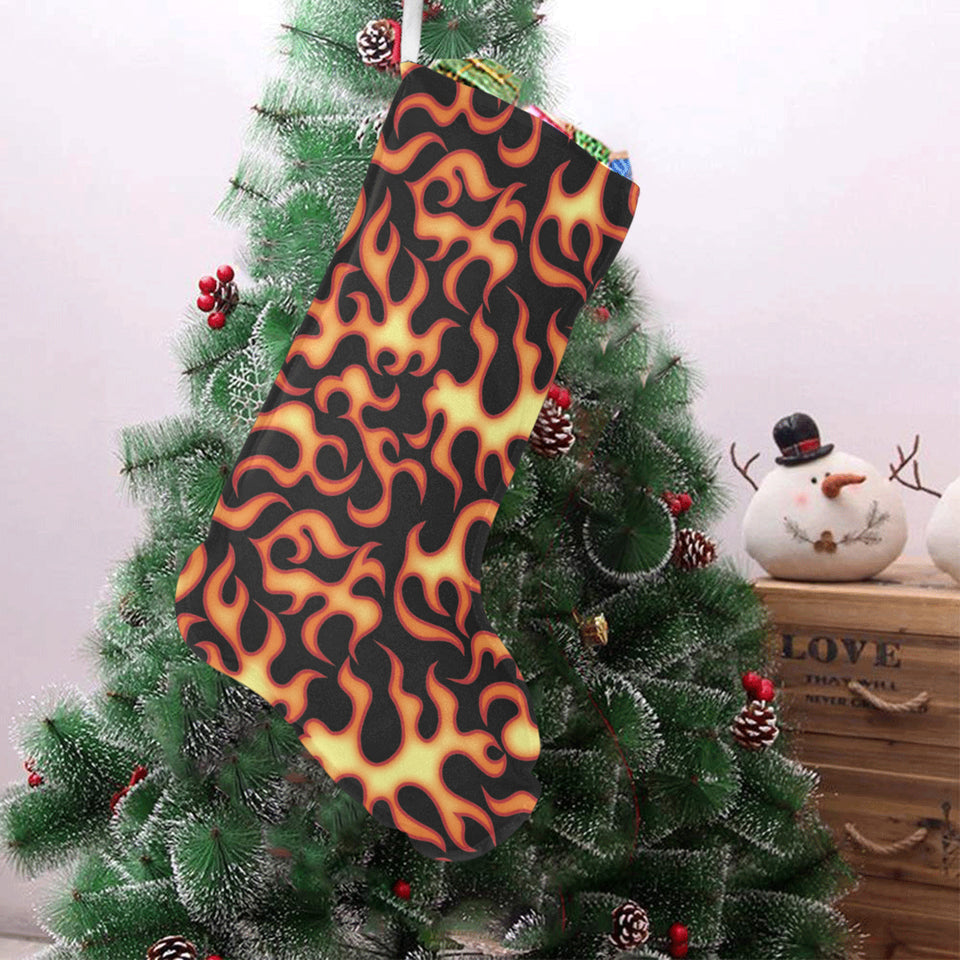 Fire flame dark pattern Christmas Stocking