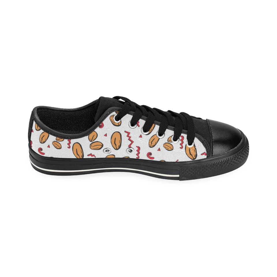 peanuts pattern background Men's Low Top Canvas Shoes Black