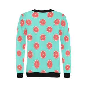 Grapefruit green background Women's Crew Neck Sweatshirt