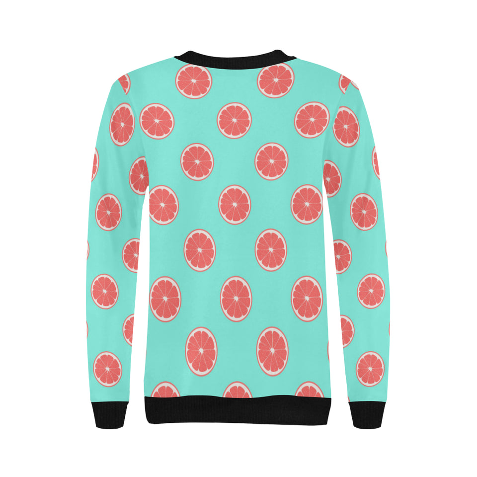 Grapefruit green background Women's Crew Neck Sweatshirt