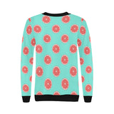 Grapefruit green background Women's Crew Neck Sweatshirt