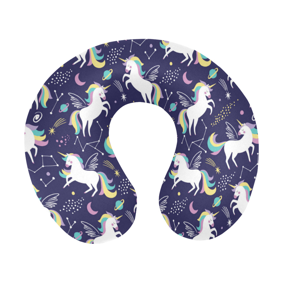 Hand drawn cute unicorn star planet U-Shaped Travel Neck Pillow