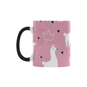 Llama Alpaca pink background Morphing Mug Heat Changing Mug