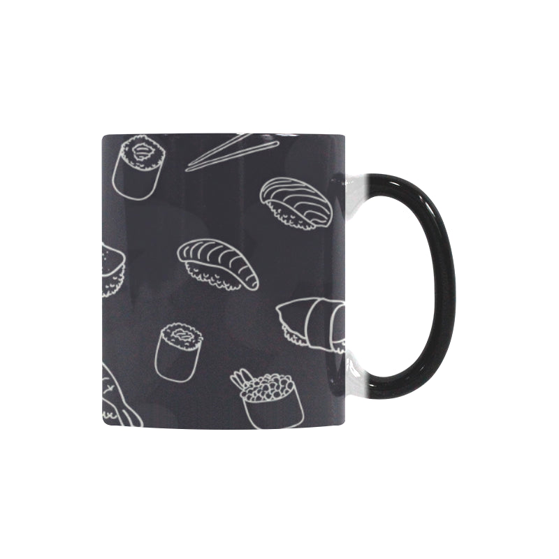 sushi pattern black background Morphing Mug Heat Changing Mug