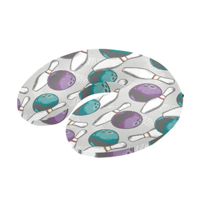 Bowling ball and pin gray background U-Shaped Travel Neck Pillow