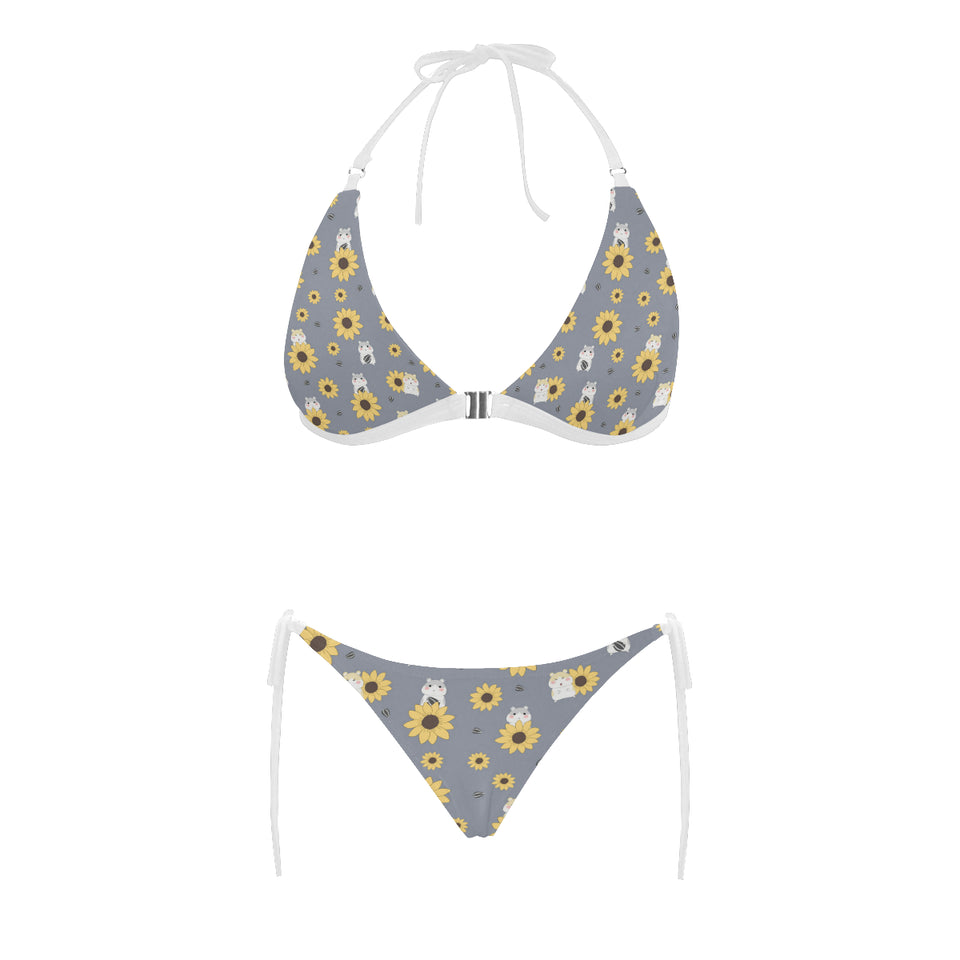 Cute hamster sunflower pattern background Sexy Bikinis Two-Piece Swimsuits