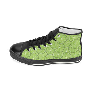 Slices of Lime pattern Women's High Top Canvas Shoes Black