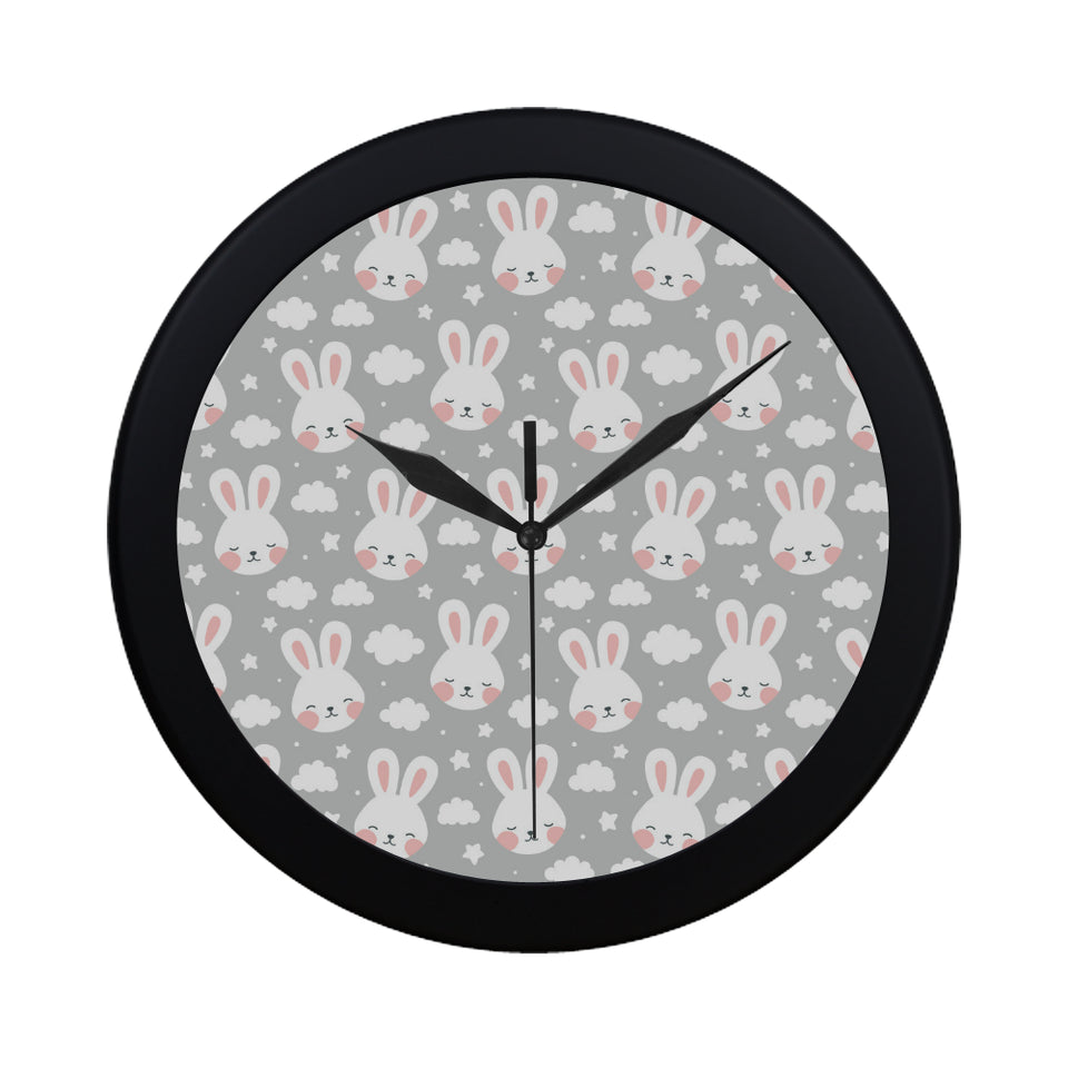 Rabbit cloud Pattern Elegant Black Wall Clock