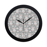 Rabbit cloud Pattern Elegant Black Wall Clock