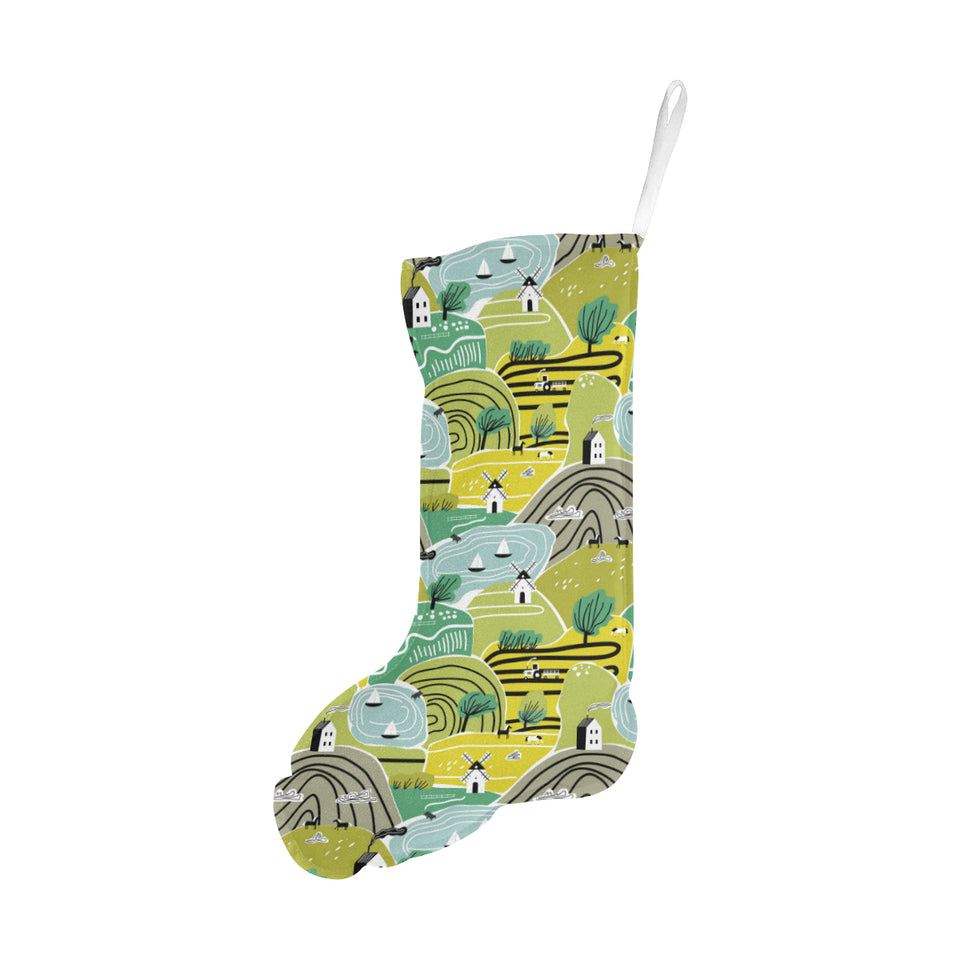 Hand drawn windmill pattern Christmas Stocking